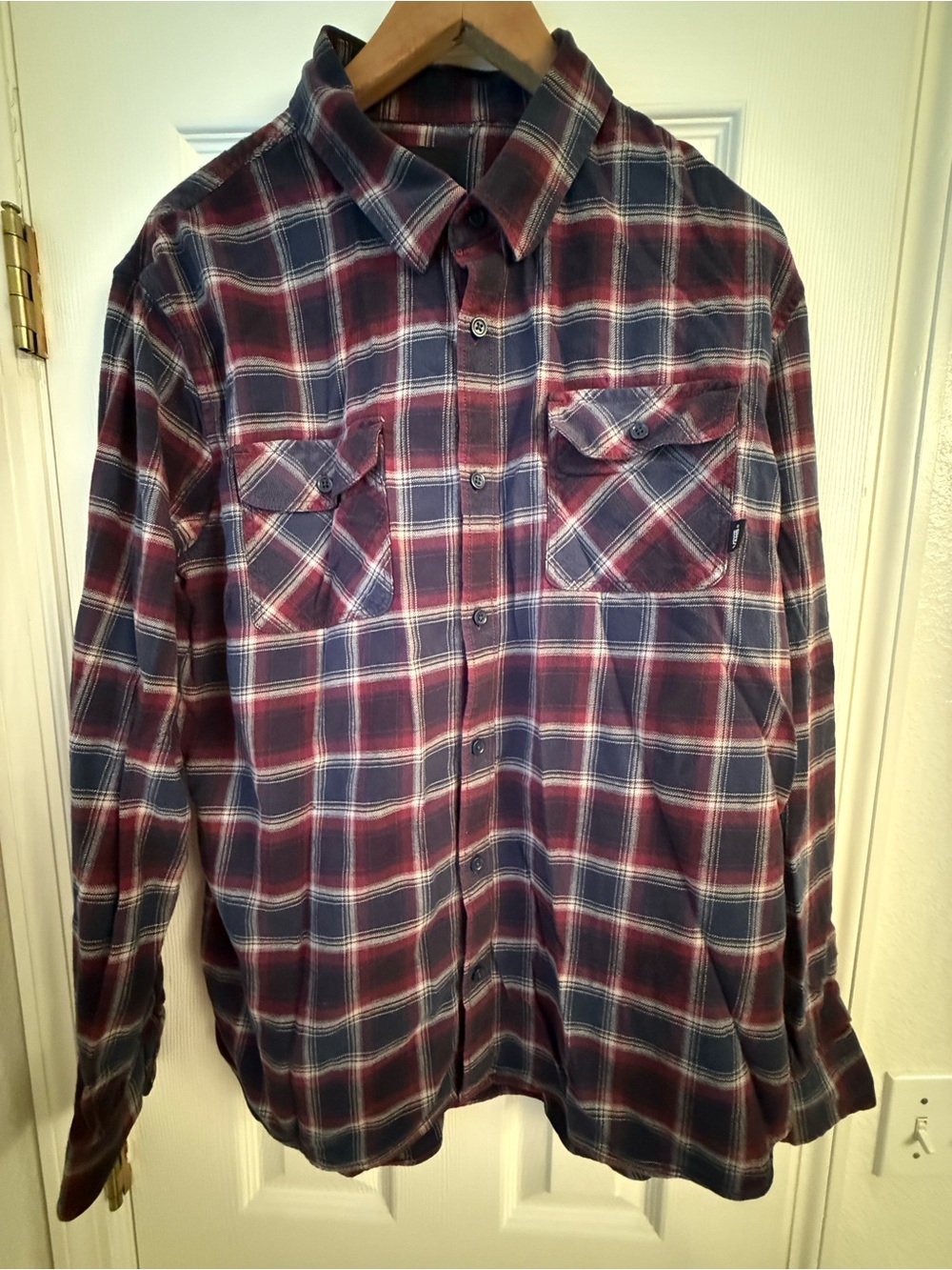 Vans Men's Red & Navy Plaid Button-Down Shirt